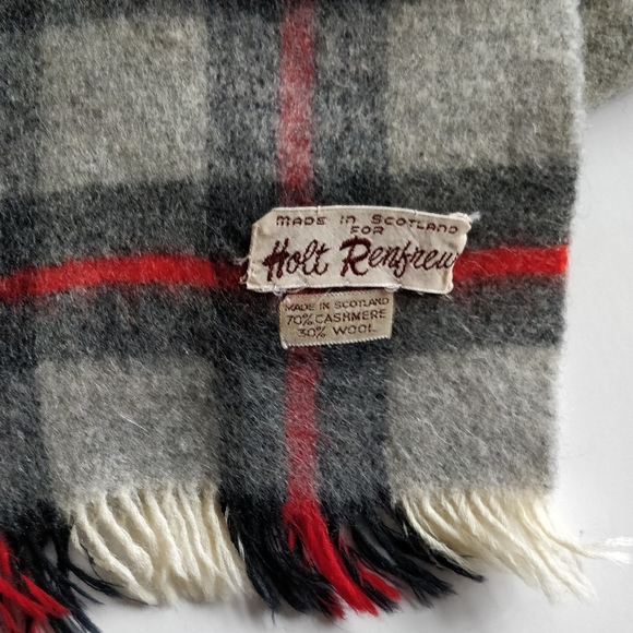 Vtg 50 Holt Renfrew Scotland Tartan Cashmere scarf - Picture 2 of 6